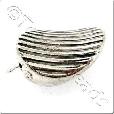 Acrylic Antique Silver Bead - 45mm Leaf Pattern