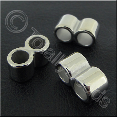 Acrylic Twin Barrel Bead 14mm - Antique Silver 40pcs