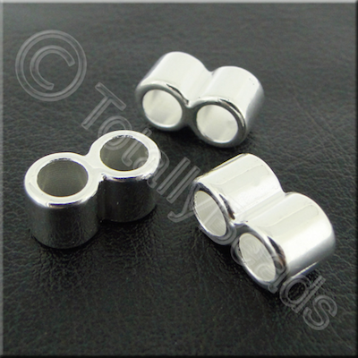 Acrylic Twin Barrel Bead 14mm -  Silver - 40pcs