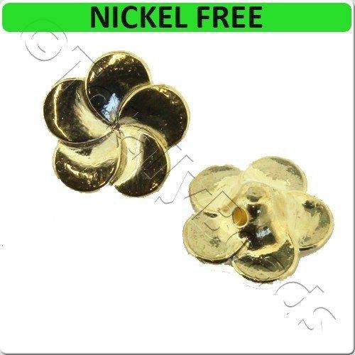 Gold Metal Button 14mm Flower 8pcs