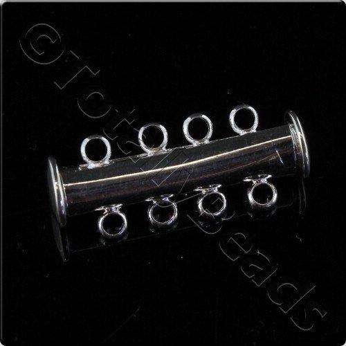 Sliding Magnetic Clasp 4 Strand - Silver Plated