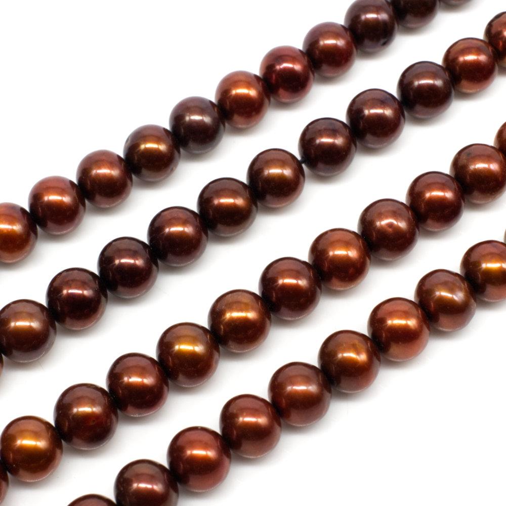 Freshwater Pearls 6 7mm Round Bronze   14" String for jewellery making