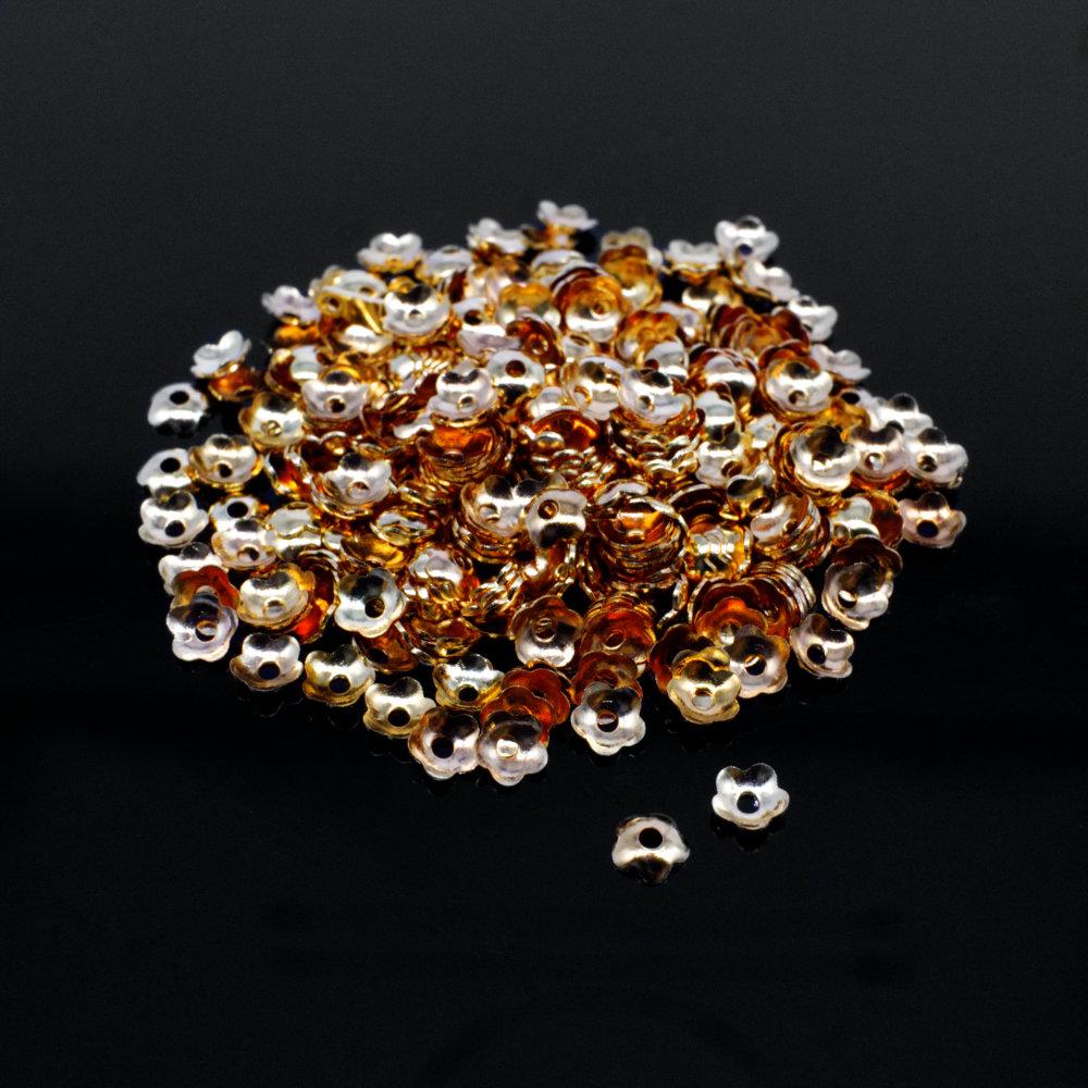 Iron Beadcap 4mm 5 Petal   Champagne 200pcs for jewellery making