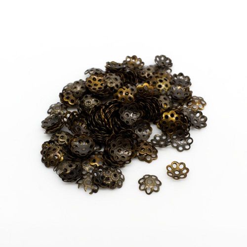 Iron Beadcap 8mm 7 Petal   Bronze 100pcs for jewellery making