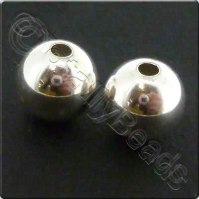 Sterling Silver  Round Bead 8mm 2pcs
