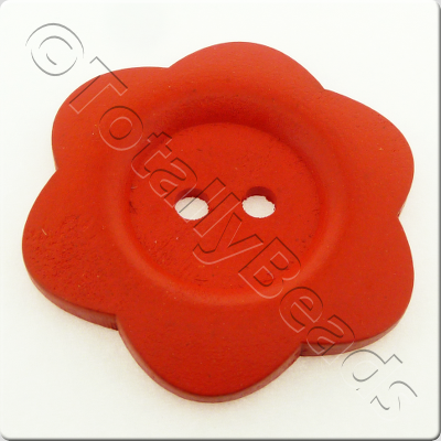 Wooden Flower Button 50mm - Red