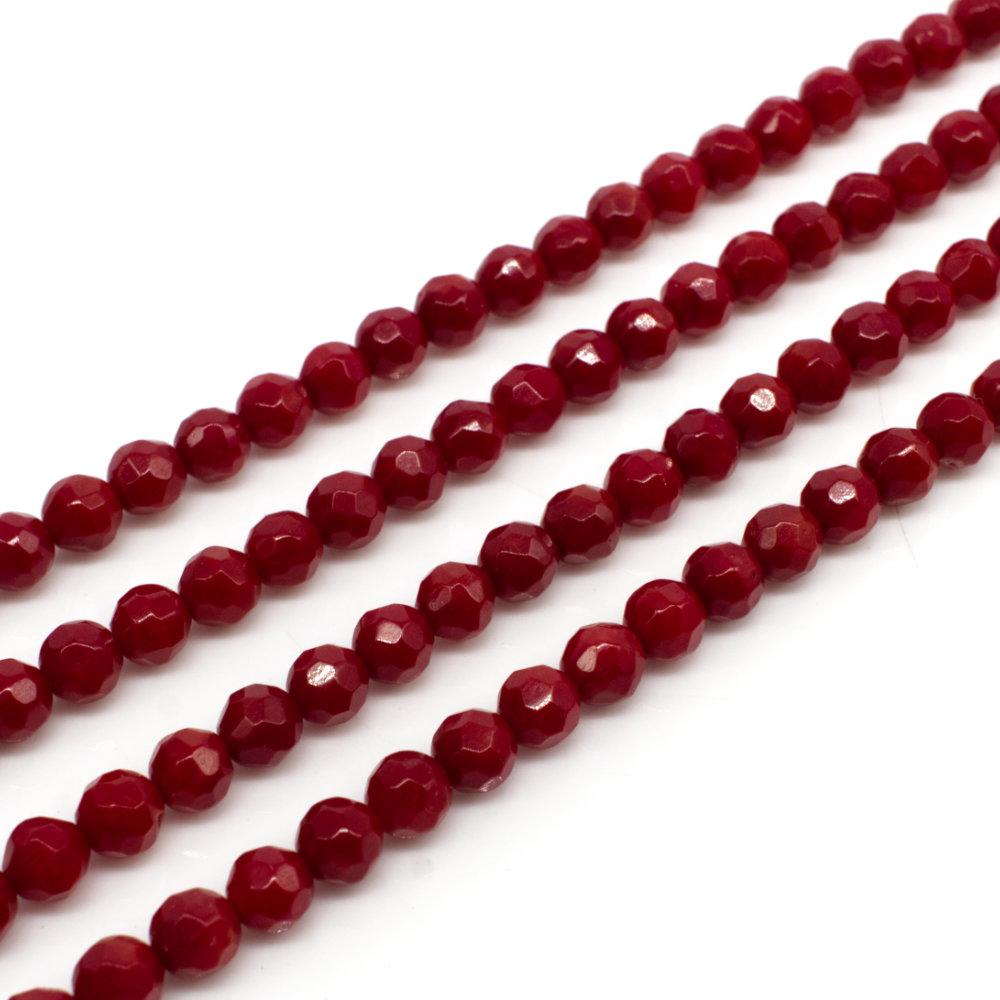 Bamboo Coral Beads 4mm Facet Round Red 15 Inch