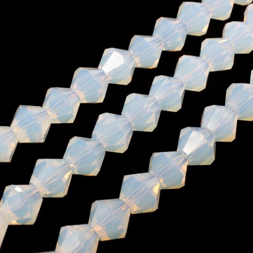8mm crystal bicone beads white opal — faceted for jewelry making and beadwork