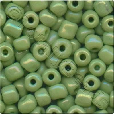 Seed Beads Opaque Rainbow  Light Green - Size 6 100g
