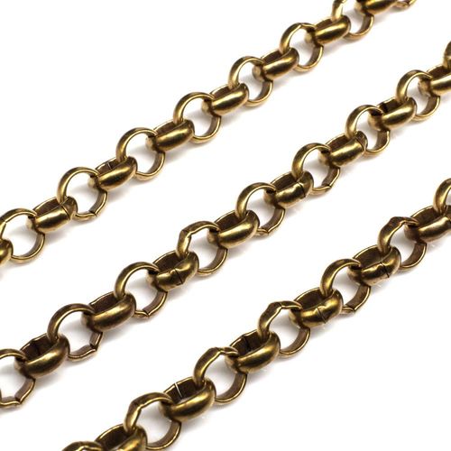Chain Brass Plated   Rolo 7mm 1 metre for jewellery making