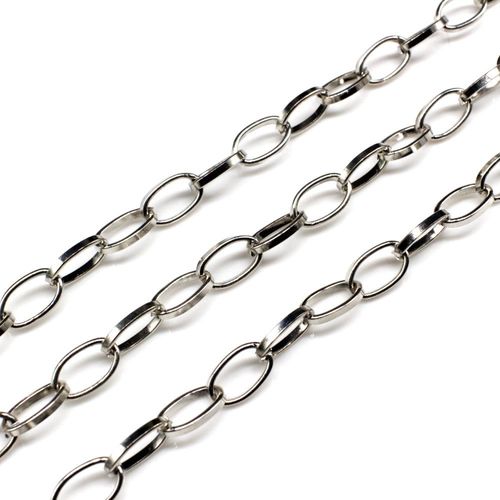 Chain Rhodium Plated   Oval 10x6mm 1 metre for jewellery making