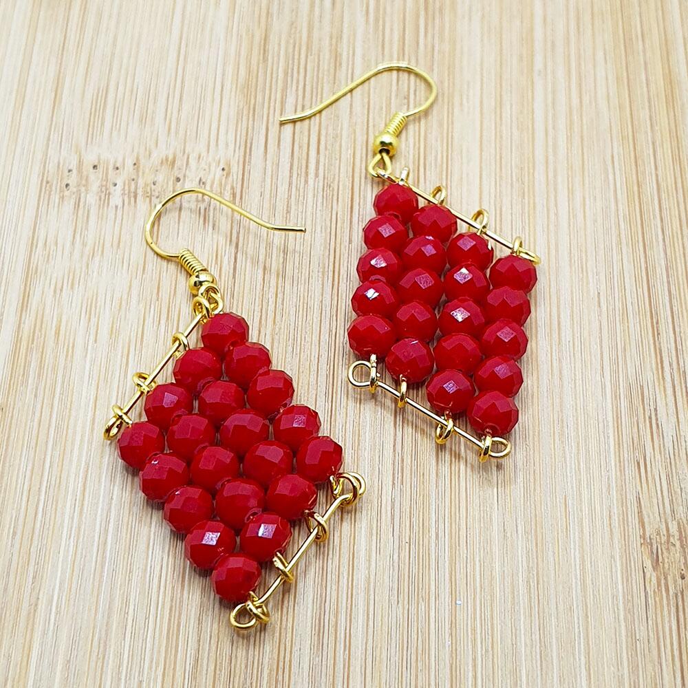 Hallie Earrings blood red earring making kit — DIY set with beads and instructions for creating handmade jewelry