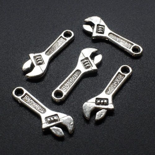 Antique Silver Metal Charm Spanner 19mm 14pcs for jewellery making