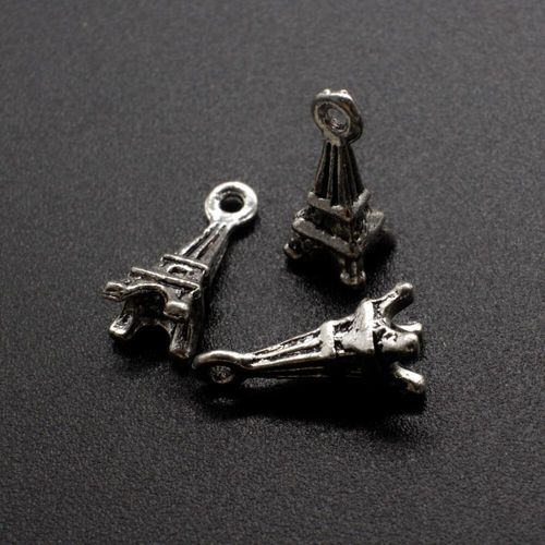 Antique Silver Metal Charm Effiel Tower 16mm 12pcs for jewellery making