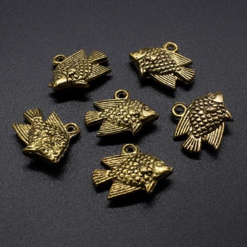 Antique Gold Metal Charm Fish 18mm 10pcs for jewellery making