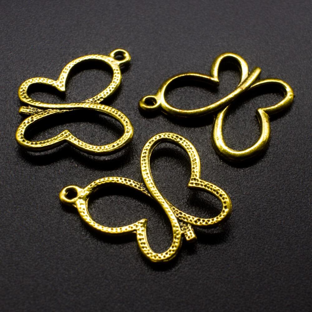 Antique Gold Metal Charm Hollow Butterfly 20mm 6pcs for jewellery making