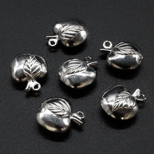Iron Rhodium Charm Apple 10mm 20pcs for jewellery making