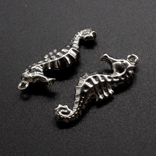 Iron Rhodium Charm Seahorse 26mm 10pcs for jewellery making