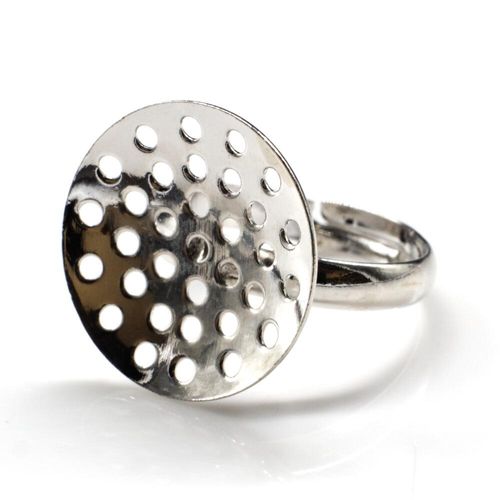 Beading Ring 18mm Sieve   Rhodium 3pcs for jewellery making