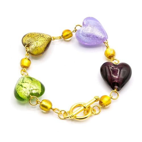 Silver Foil Heart Bracelet Gold by Brenda for jewellery making