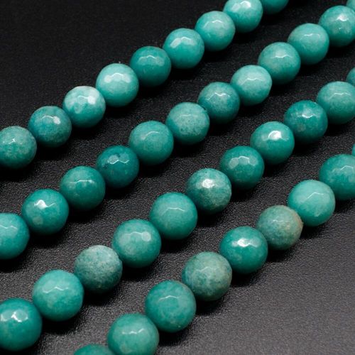 Dyed Jade 8mm Faceted Round Beads 15" string   Amazonite Colour for jewellery making