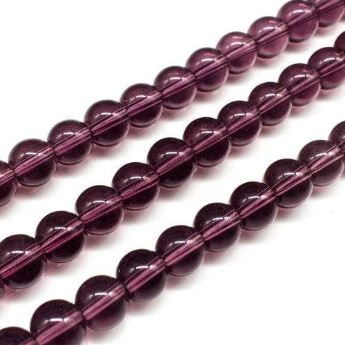 Glass Beads 8mm Round   Amethyst 14" String for jewellery making