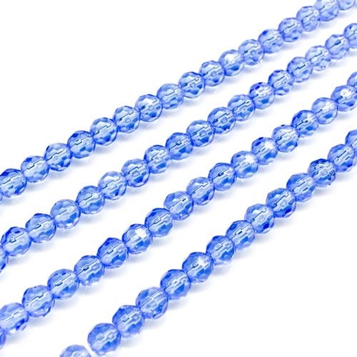 Glass Beads 4mm Facet Round   Blue 14" String for jewellery making