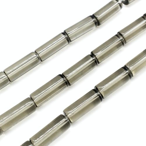 Glass Beads 15mm Tube   Grey 14" String for jewellery making