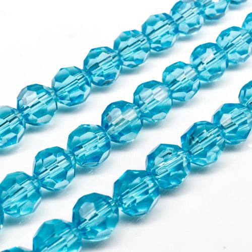 Glass Beads 10mm Facet Round   Turquoise 14" String for jewellery making