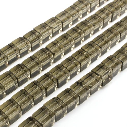 Glass Beads 6mm Cube   Grey 14" String for jewellery making