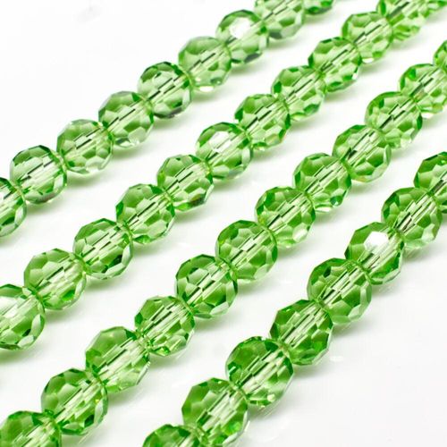 Glass Beads 6mm Facet Round   Lime Green 14" String for jewellery making