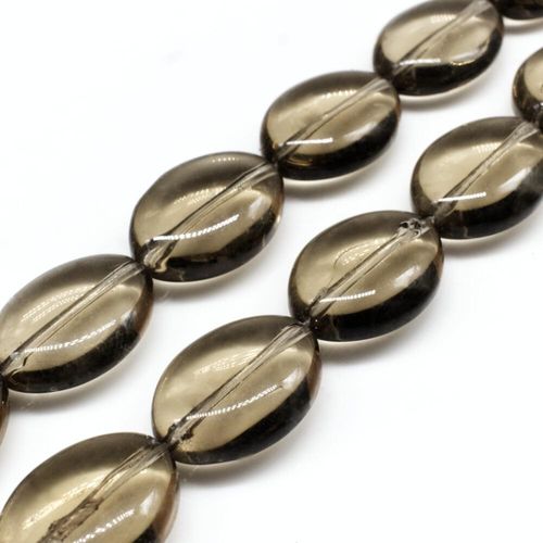 Glass Beads 19mm Flat Oval   Charcoal 14" String for jewellery making