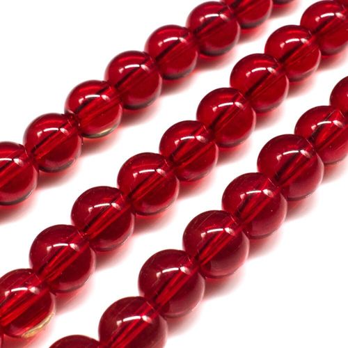 Glass Beads 8mm Round   Dark Red 14" String for jewellery making