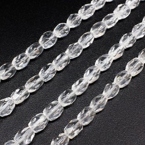 Glass Beads 5mm Facet Rice   Clear 14" String for jewellery making