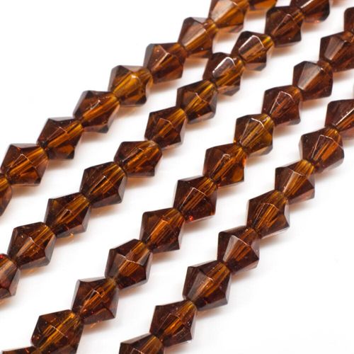 Glass Beads 6mm Rounded Bicone   Brown 14" String for jewellery making