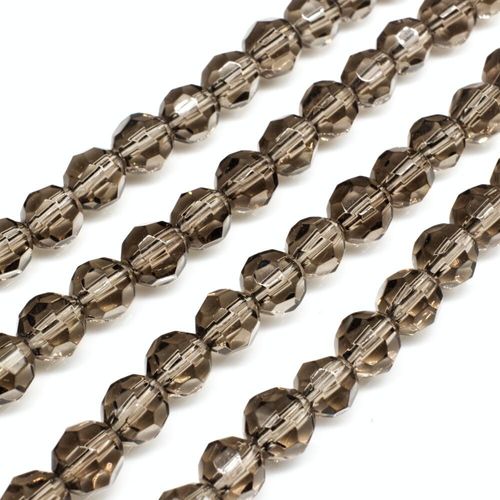 Glass Beads 6mm Facet Round   Grey 14" String for jewellery making
