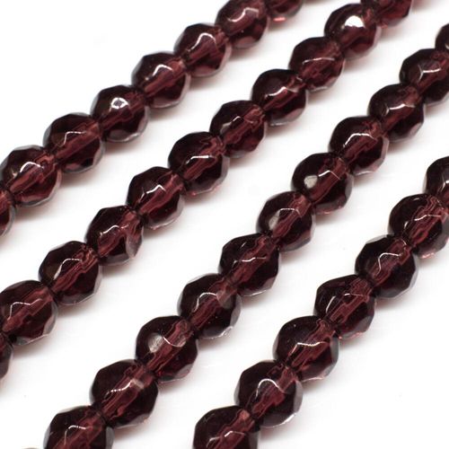 Glass Beads 6mm Facet Round   Dark Purple 14" String for jewellery making