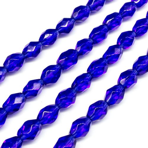 Glass Beads 7mm Facet Rice   Dark Blue 14" String for jewellery making
