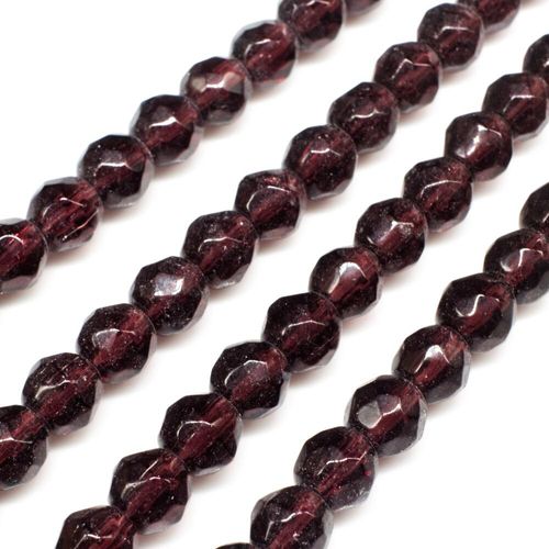 Glass Beads 6mm Facet Round   Amethyst 14" String for jewellery making