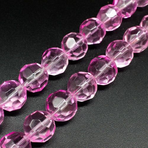Glass Beads 12mm Facet Round   Mauve 14" String for jewellery making