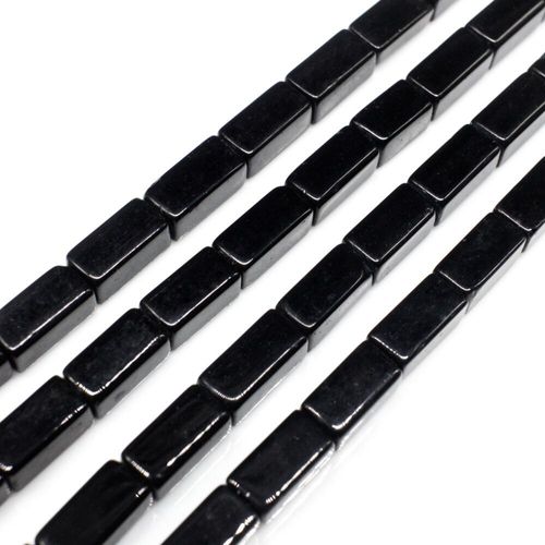 Glass Beads 4x8mm Cubiod   Black 14" String for jewellery making