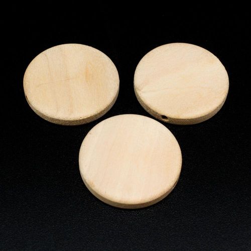 Wooden Bead   Disc 24mm Natural 8pc 8 Pieces for jewellery making