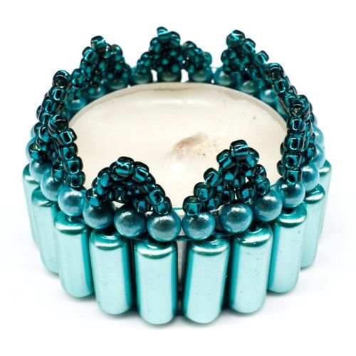 Christmas Tealight Tubular Holder Makes 3 teal jewelry making kit — DIY set with beads and instructions for creating handmade jewelry