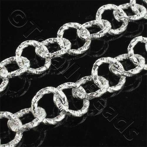 Chain Silver Plated - Round Link 10mm Patterned