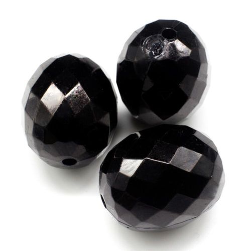 Acrylic Facet Beads Rice 21mm 6pcs   Black for jewellery making