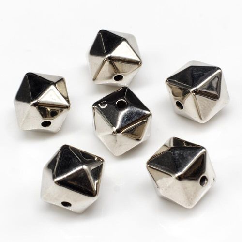 Acrylic Antique Silver Facet Cube Beads 11mm 12pcs for jewellery making