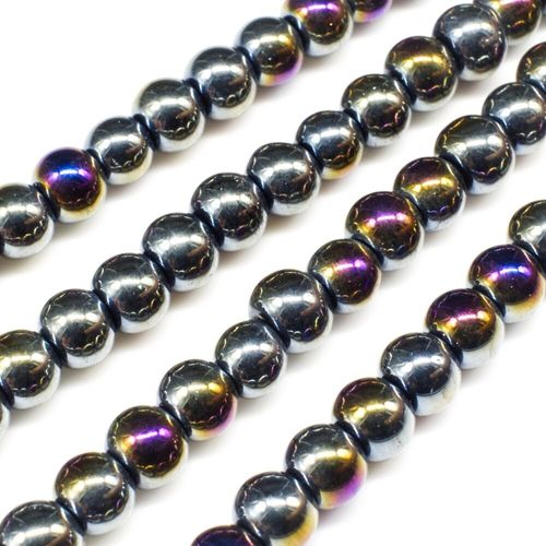 Glass Beads 6mm Round   Metallic Iris 13" String for jewellery making
