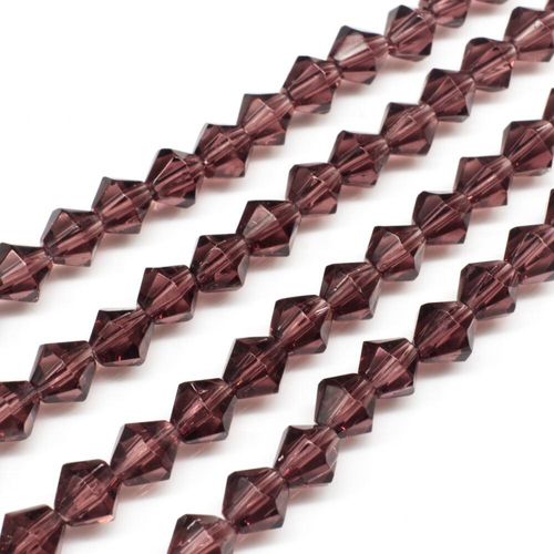 Glass Beads 6mm Bicone   Purple 14" String for jewellery making