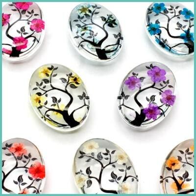 Everbloom Flower Double Cabochons
