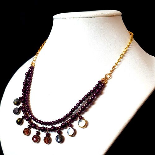 Lola Coin Necklace Aubergine necklace making kit — DIY set with beads and instructions for creating handmade jewelry
